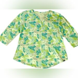 LL Bean Tee Half/Three Quarter Sleeve V-Neck Tunic Extra Large Green NWOT